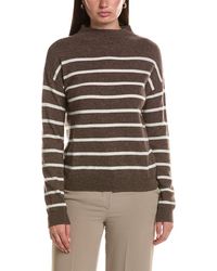 Bruno Magli - Jersey Striped Funnel Neck Wool & Cashmere-blend Sweater - Lyst