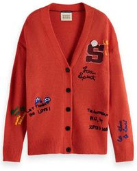 Scotch & Soda - Varsity Embroidered Wool & Alpaca-blend P Cardigan - Lyst