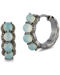 Banji Jewelry - Silver 1.50 Ct. Tw. Diamond & Aqua Calcedony Huggie Earrings - Lyst