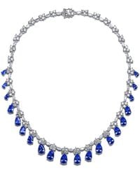 Genevive Jewelry - Silver Cz Drop Necklace - Lyst