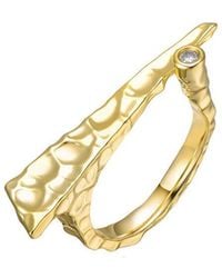 Rachel Glauber - 14K Plated Cz Textured Ring - Lyst