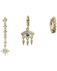 Ebru Jewelry - Protection & Luck Plated Cz Dangle & Hoop Earrings - Lyst