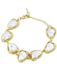Savvy Cie - 18K Plated 13-14Mm Pearl Link Bracelet - Lyst
