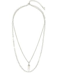 Sterling Forever - 18mm Pearl Cz Nerissa Layered Necklace - Lyst