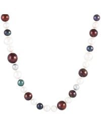 Splendid - Rhodium Plated Silver 6-9mm Freshwater Pearl Necklace - Lyst