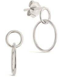 Sterling Forever - Silver Simple Interlocking Circle Dangle Earrings - Lyst