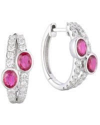Gregg Ruth - 14K 1.66 Ct. Tw. Diamond & Ruby Huggie Earring - Lyst