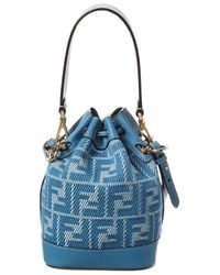 Fendi - Mon Tresor Mini Ff Jacquard & Leather Bucket Bag - Lyst