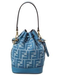 Fendi - Mon Tresor Mini Ff Jacquard & Leather Bucket Bag - Lyst