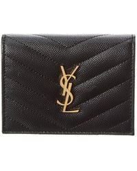 Saint Laurent - Cassandre Matelasse Grain De Poudre Embossed Leather Flap Card Case - Lyst