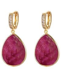 Liv Oliver - 18k Plated 25.00 Ct. Tw. Treated Ruby Cz Embellished Earrings - Lyst
