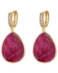 Liv Oliver - 18k Plated 25.00 Ct. Tw. Treated Ruby Cz Embellished Earrings - Lyst