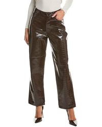 Current/Elliott - Faux Leather Animal Embossed Straight Pant - Lyst