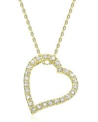 Rachel Glauber - 14k Plated Cz Heart Floating Pendant Necklace - Lyst