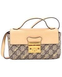 Gucci - Gg Coated Canvas & Leather Padlock Top Handle Bag Printed Mini (Authentic Pre-Loved) - Lyst