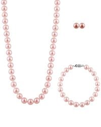 Splendid - Silver 7-7.5mm Freshwater Pearl Bracelet, Earrings, & Necklace Set - Lyst