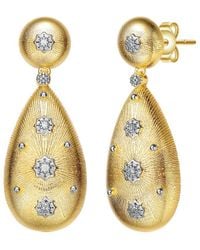 Rachel Glauber - Two-tone Plated Cz Dangle Earrings - Lyst