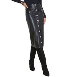 L'Agence - Milann Midi Snap Front Skirt - Lyst