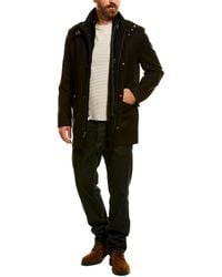 Cole Haan Twill Leather-trim Wool-blend Car Coat - Black