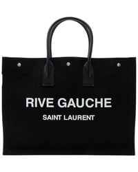 Saint Laurent - Black Canvas & Leather Rive Gauche Large Tote (authentic Pre- Loved) - Lyst