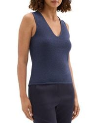 Theory - V-Neck Boucle Tank Top - Lyst