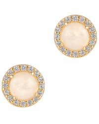 Adornia - Fine Jewelry 14k Over Silver 3.00 Ct. Tw. Moonstone Cz Halo Studs - Lyst