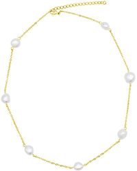 Adornia - 14k Plated 6.35mm Pearl Station Necklace - Lyst