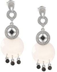 Gemstones - Silver 0.14 Ct. Tw. Diamond & Grey Agate Earrings - Lyst