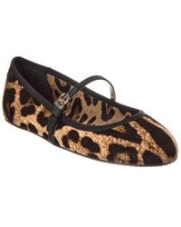 Dolce & Gabbana - Velvet Ballerinas With Animal Motif - Lyst