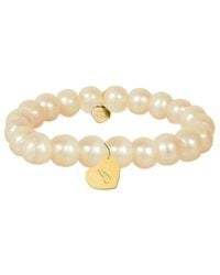Jane Basch - 14k 8mm Pearl Dangling Heart Initial Bracelet (a-z) - Lyst