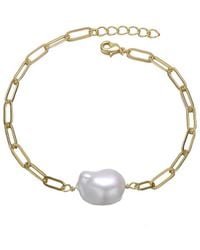 Genevive Jewelry - 14k Over Silver 2.5-5mm Pearl Statement Bracelet - Lyst