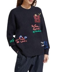 Scotch & Soda - Varsity Embroidered Wool & Alpaca-blend Pullover - Lyst