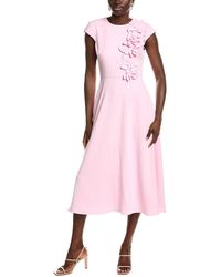 Badgley Mischka - Corsage Full Skirt Midi Dress - Lyst