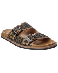 Fendi - Ff Canvas & Leather Sandal - Lyst