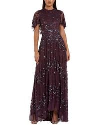 Mac Duggal - Sequined High Neck Flutter Sleeve A Line Gown - Lyst