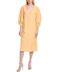 Lafayette 148 New York - Silk & Linen-blend Midi Dress - Lyst