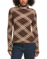 Hannah Rose - Plaid Funnel Neck Wool & Cashmere-Blend Sweater - Lyst