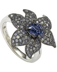 Suzy Levian - Floral 18k & Silver 2.87 Ct. Tw. Sapphire Ring - Lyst