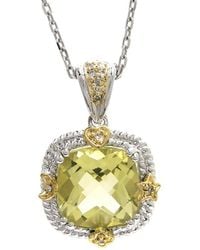 Gemstones - 14k & Silver 4.04 Ct. Tw. Diamond & Lemon Quartz Pendant Necklace - Lyst