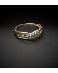 Italian Gold - 14k Two-tone Diamond Cut Triple Highway Ring - Lyst