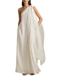 Reiss - Athena Linen-Blend Bow One Shoulder Maxi Dress - Lyst