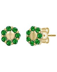 Genevive Jewelry - 14K Plated Cz Beaded Earrings - Lyst