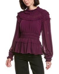 FARM Rio - Farm Rio Burgundy Ruffled Blouse - Lyst