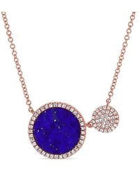 Sabrina Designs - 14k Rose Gold 1.90 Ct. Tw. Diamond & Lapis Circle Necklace - Lyst
