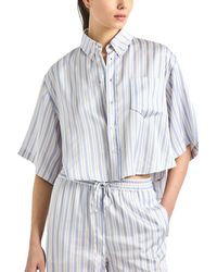 10 Crosby Derek Lam - Ember Striped Satin Twill Crop Button Down Shirt - Lyst