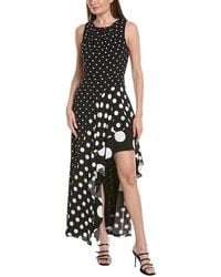 MILLY - Spencer Polka Dot Combo Sleeveless Ruffle Maxi Dress - Lyst