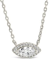 Sterling Forever - Rhodium Plated Cz Jamie Pendant Necklace - Lyst