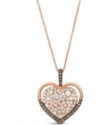 Le Vian - Le Vian Chocolate & Strawberry Heart 14K Rose 0.94 Ct. Tw. Diamond Heart Pendant Necklace - Lyst