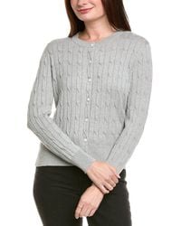 Hannah Rose - Classic Cable Full Button Cashmere-Blend Cardigan - Lyst