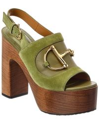 Gucci - Horsebit Suede & Leather Platform Sandal - Lyst